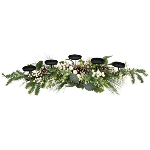 NORTHLIGHT  Berries And Eucalyptus Artificial Christmas Candle Holder - 42"