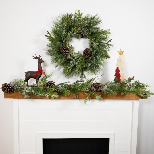 Frosted Mixed Pine and Cedar Artificial Christmas Wreath - 28" - Unlit