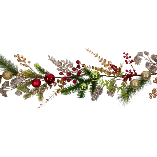 Ball Ornaments Glittered Artificial Christmas Garland - 5' x 10" - Unlit