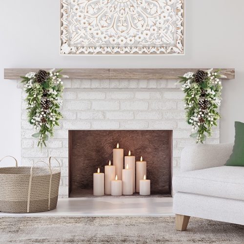 Glittered Berries and Eucalyptus Artificial Christmas Teardrop Swag - 24" - Unlit