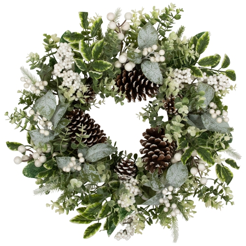 Real Touch Frosted Pinecones and Berries Artificial Christmas Wreath - 24" - Unlit