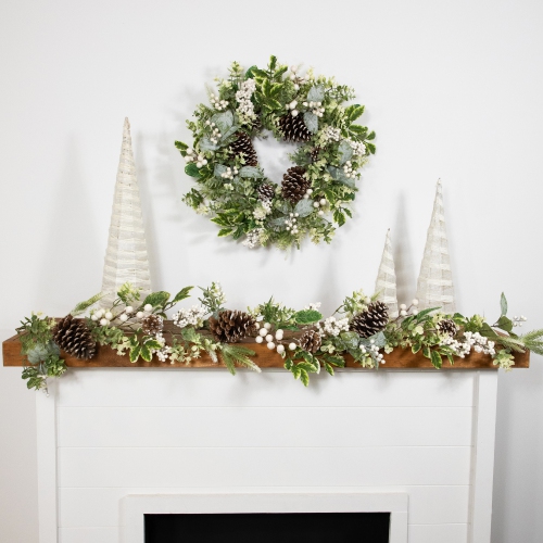 Real Touch Frosted Pinecones and Berries Artificial Christmas Wreath - 24" - Unlit