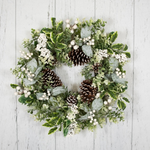 Real Touch Frosted Pinecones and Berries Artificial Christmas Wreath - 24" - Unlit