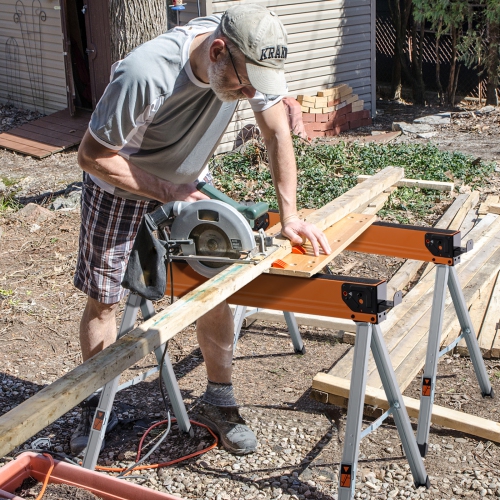 Costway 2 Pack Saw Horses Portable Sawhorses with Folding Design Non-slip Pads & Surface