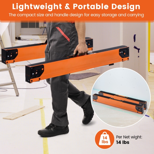 Costway 2 Pack Saw Horses Portable Sawhorses with Folding Design Non-slip Pads & Surface