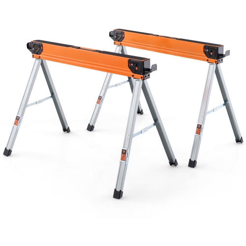 Costway 2 Pack Saw Horses Portable Sawhorses with Folding Design Non-slip Pads & Surface