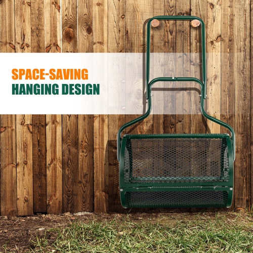 Épandeur à compost de 24 po Peat Moss de Costway avec loquets latéraux améliorés et poignée en U