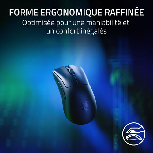 Souris à clé sans fil DeathAdder V3 Pro + HyperPolling de Razer - Noir