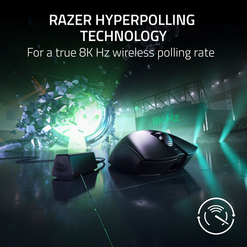 Souris à clé sans fil DeathAdder V3 Pro + HyperPolling de Razer - Noir