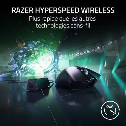 Souris à clé sans fil DeathAdder V3 Pro + HyperPolling de Razer - Noir