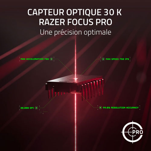 Souris à clé sans fil DeathAdder V3 Pro + HyperPolling de Razer - Noir