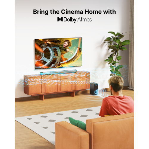 ULTIMEA Apollo S60 4.1ch Sound Bar for TV with Dolby Atmos, 2-in-1 Bluetooth 5.3 Soundbar for TV with Subwoofer, 280W Peak Power, 3 EQ Modes TV