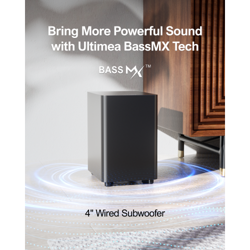 ULTIMEA Aura A30 5.1 Channel Soundbar with App Control, BassMX Technology & SurroundX Technology, 121 Preset EQ Matrices, 6 Adjustable Surround Levels