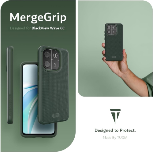 TUDIA MergeGrip Blackview Wave 6C Case Military Grade - Pine Green
