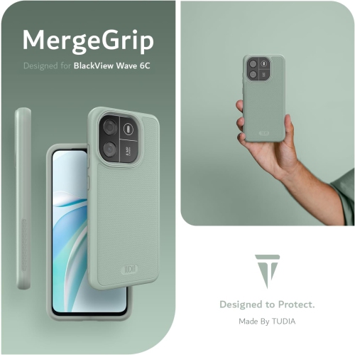 TUDIA MergeGrip Blackview Wave 6C Case Military Grade - Green Lily
