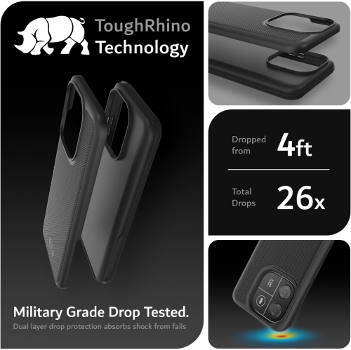 Étui MergeGrip Blackview Wave 6C de qualité militaire de TUDIA - Noir mat