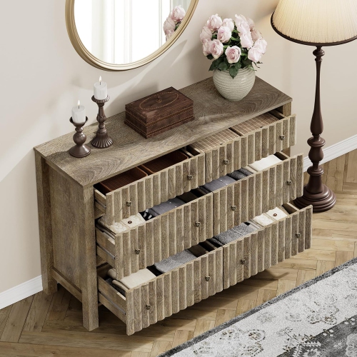 WAMPAT – Commode à 6 tiroirs pour chambre de bébé, commode à langer, table à langer, armoire en bois avec armoire de rangement, pour chambre