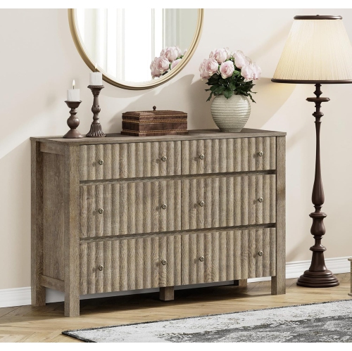 WAMPAT – Commode à 6 tiroirs pour chambre de bébé, commode à langer, table à langer, armoire en bois avec armoire de rangement, pour chambre