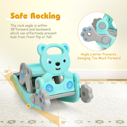 Costway 4-in-1 Rocking Horse & Slide Set Toddler Slide Playset w/Basketball Hoop