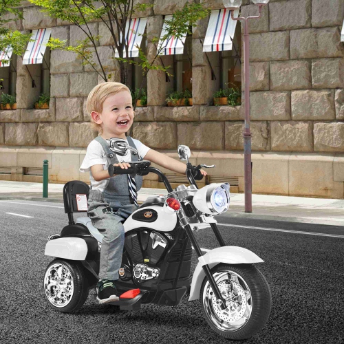 Jouet électrique à batterie 6 V pour enfants à 3 roues de Costway pour moto - Blanc