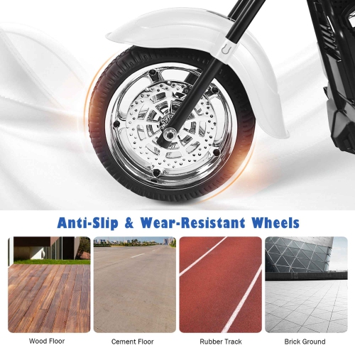 Jouet électrique à batterie 6 V pour enfants à 3 roues de Costway pour moto - Blanc