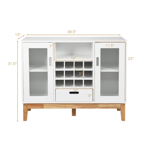 Costway Wood Wine Storage Cabinet w/ Wine Rack & Drawer