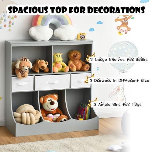 Costway Freestanding Combo Shelf Cubby Bin W/3 Baskets