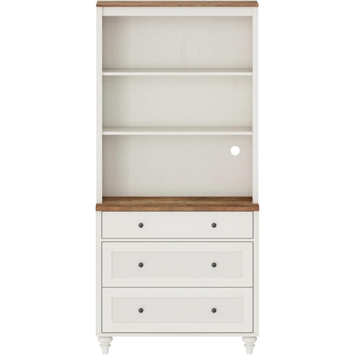 FITUEYES – Commode blanche avec 3 tiroirs, grande étagère avec 3 tablettes à livres ouvertes pour le salon; cuisine de bureau à domicile; 72 po