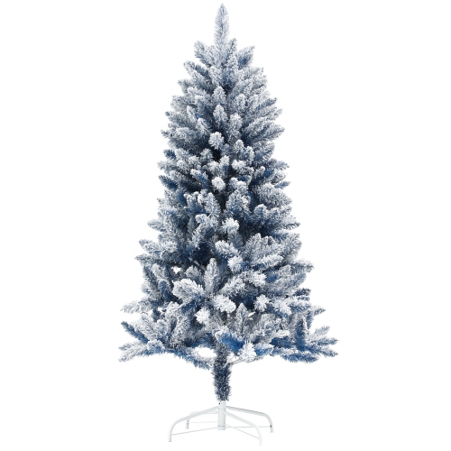 HOMCOM – Arbre de Noël artificiel 5&nbsp;pi avec 450 pointes givrées à la neige, support en métal, arbre de Noël à charnières pour les Fêtes au burea