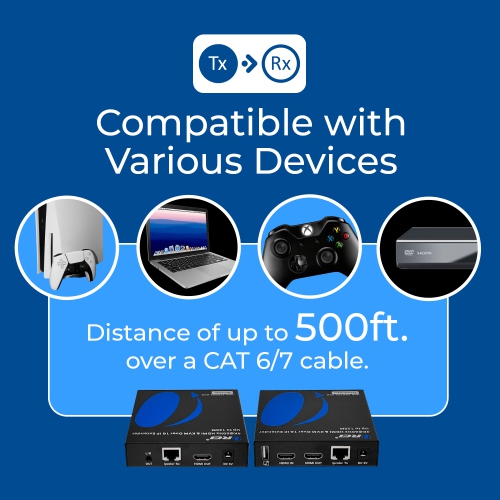 OREI 4K Over IP KVM Extender Up To 500 Feet- With RS-232