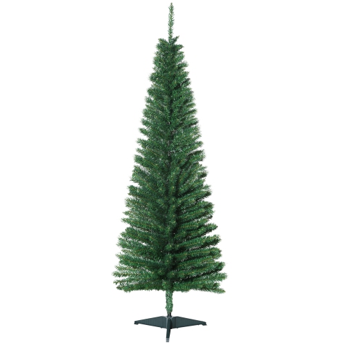 HOMCOM – Arbre de Noël crayon de 5 pi, arbre de Noël artificiel mince avec branches réalistes, support robuste, vert