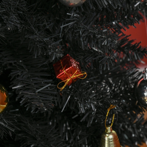 HOMCOM 7' Pencil Christmas Tree, Slim Artificial Xmas Tree with Realistic Branches, Sturdy Stand, Black