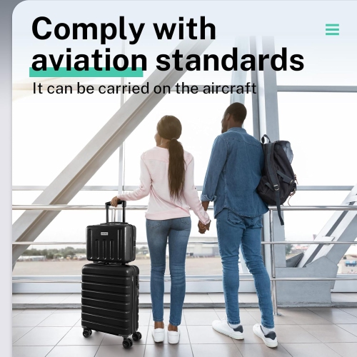 Coolhut Carry on Luggage 2 Piece Set, 20" Suitcase+ 14" Mini Cosmetic Cases, Hardside Luggage Sets USB Suitcase with Wheels, TSA Lock