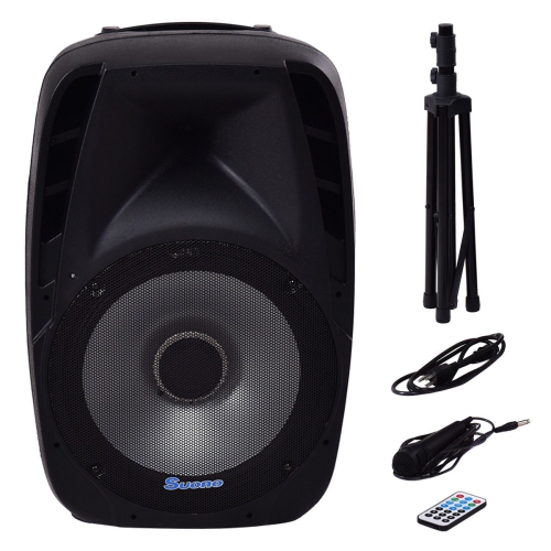 Costway Portable 15'' 2000W 2-way Powered Speaker Stand with TWS & Illuminating Light