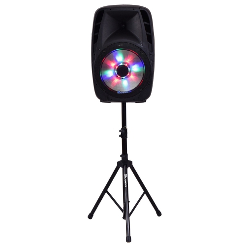 Costway Portable 15'' 2000W 2-way Powered Speaker Stand with TWS & Illuminating Light