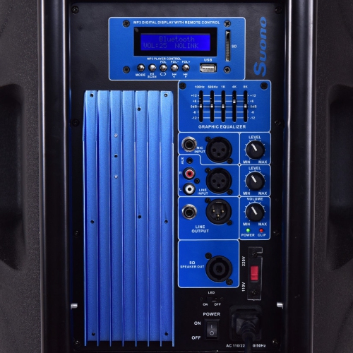 Costway Portable 15'' 2000W 2-way Powered Speaker Stand with TWS & Illuminating Light