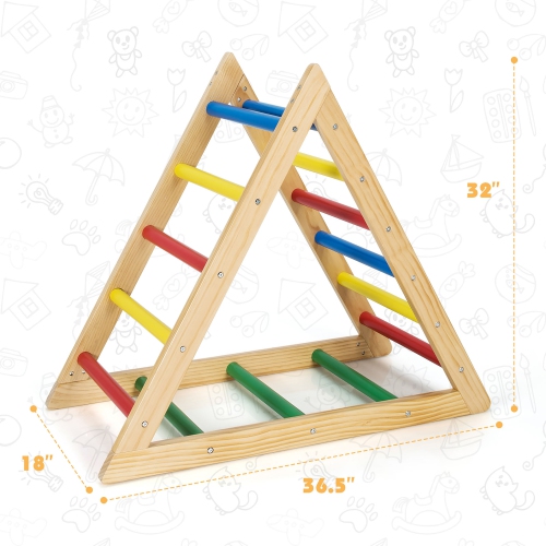 Costway Climbing Triangle Ladder, Wooden Triangle Climber, Educational Triangle Climber