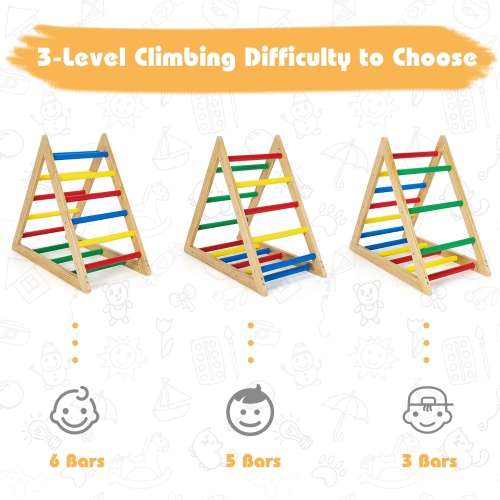 Costway Climbing Triangle Ladder, Wooden Triangle Climber, Educational Triangle Climber