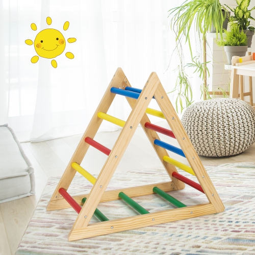 Costway Climbing Triangle Ladder, Wooden Triangle Climber, Educational Triangle Climber