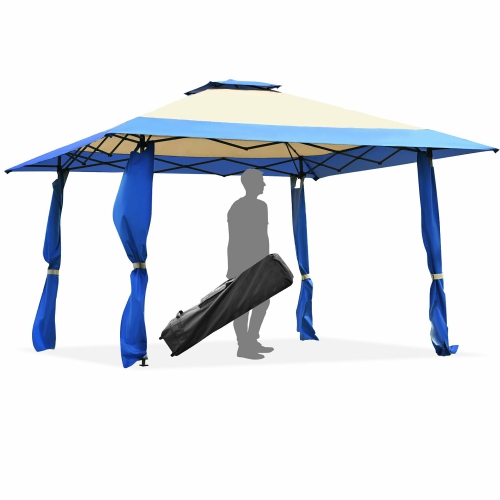 COSTWAY  13'x13' Gazebo Canopy Shelter Awning Tent Patio Garden Outdoor Companion In Blue