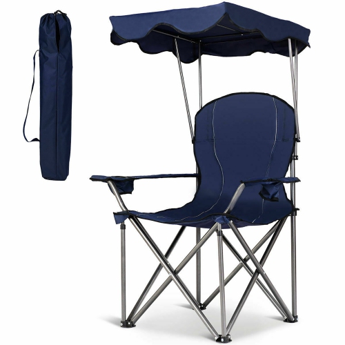 Costway Portable Folding Beach Canopy Chair W/ Cup Holders Bag Camping Hiking Outdoor