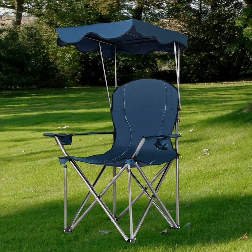 Costway Portable Folding Beach Canopy Chair W/ Cup Holders Bag Camping Hiking Outdoor