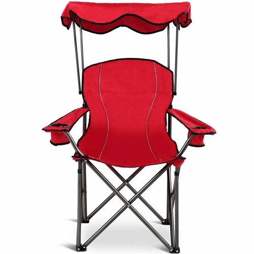 Costway Portable Folding Beach Canopy Chair W/ Cup Holders Bag Camping Hiking Outdoor