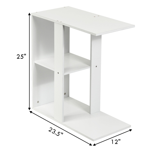 Table d'appoint à 3 niveaux avec tablette de rangement de Costway - Blanc