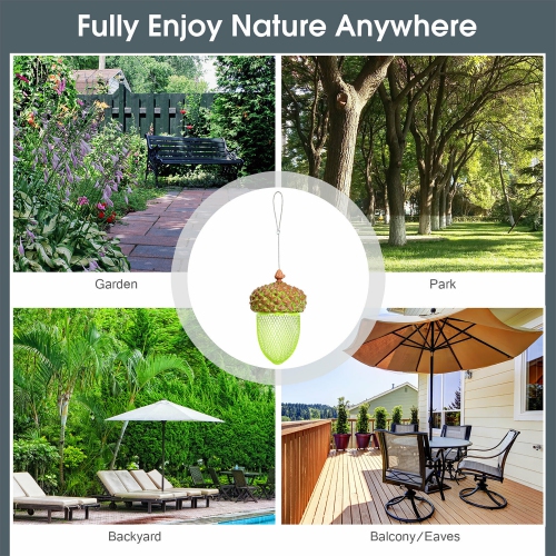Costway Metal Acorn Wild Bird Feeder Outdoor Hanging Food Dispenser for Garden Yard
