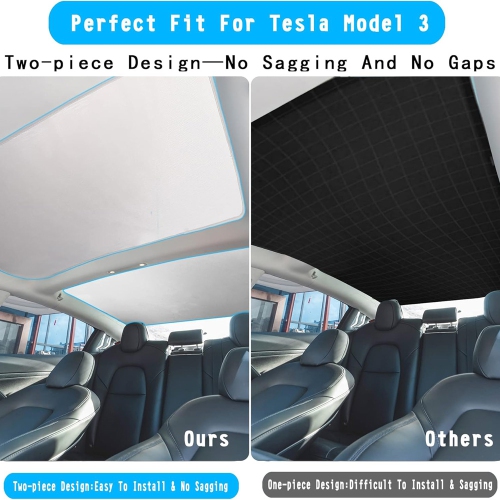 Pare-soleil de toit d'axGear pour le pare-reflets UV de toit en verre amélioré Tesla Model 3 2024