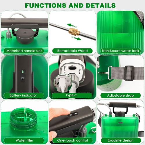 axGear Battery Powered Sprayer 5L 1.35 Gallon Garden Plants Sprayer Pump Portable