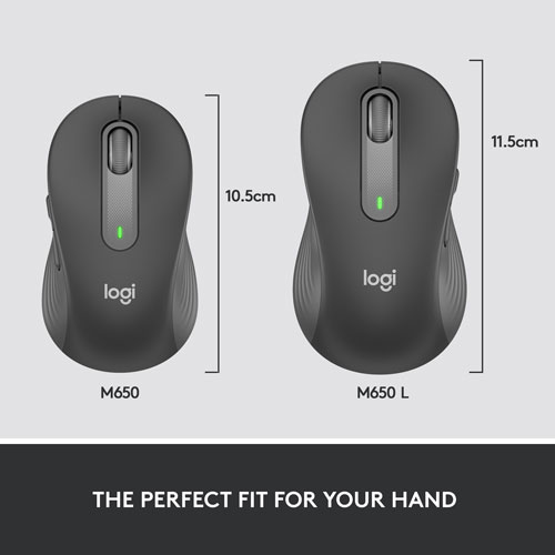 Souris sans fil précise Bluetooth 4000 ppp Signature M650 L for Business de Logitech pour mains de moyenne à grande taille - Graphite