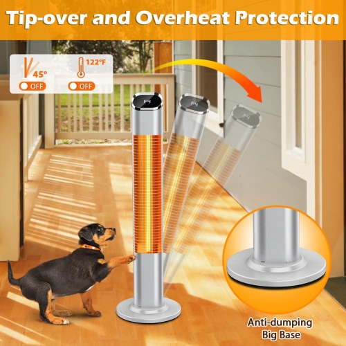 Nordic Hygge Electric Infrared Patio Space Heater with 9 Level Temperature, Remote Control, 24H Timer