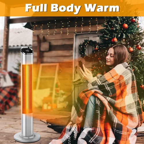 Nordic Hygge Electric Infrared Patio Space Heater with 9 Level Temperature, Remote Control, 24H Timer